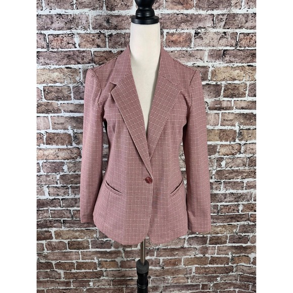 Liverpool Los Angeles Red White Gingham Blazer Womens Size M Single Button - Picture 2 of 15
